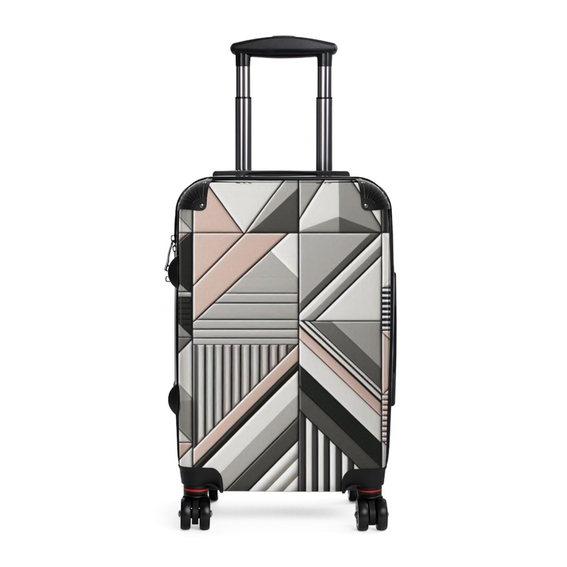 Modern Geometric Pattern Suitcase | Minimalist Monochrome Pastel Travel Design