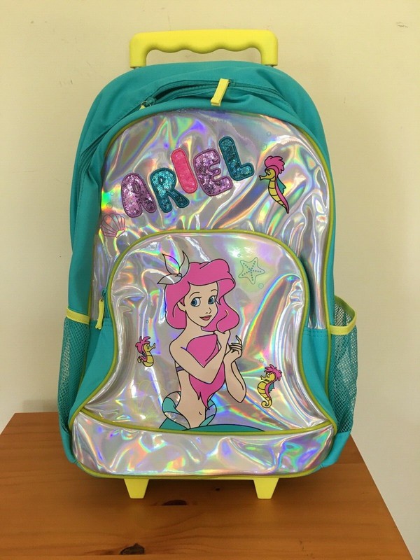 NWT Disney Store Ariel Rolling Backpack Luggage/Carry-On Suitcase school gallery