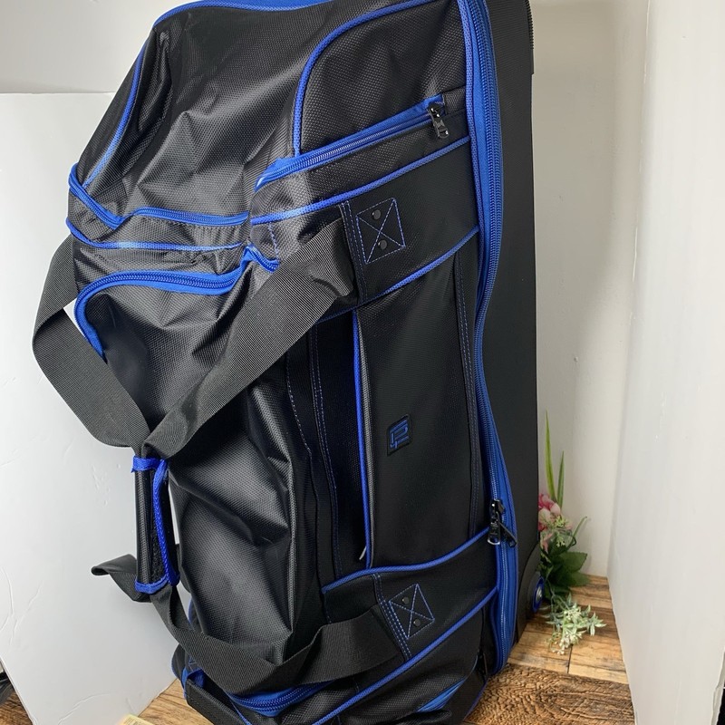 FŪL - Full Split Level Rolling Duffle Luggage Bag with Wheels - Black / Blue gallery