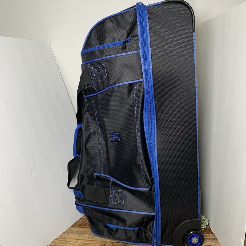 FŪL - Full Split Level Rolling Duffle Luggage Bag with Wheels - Black / Blue gallery