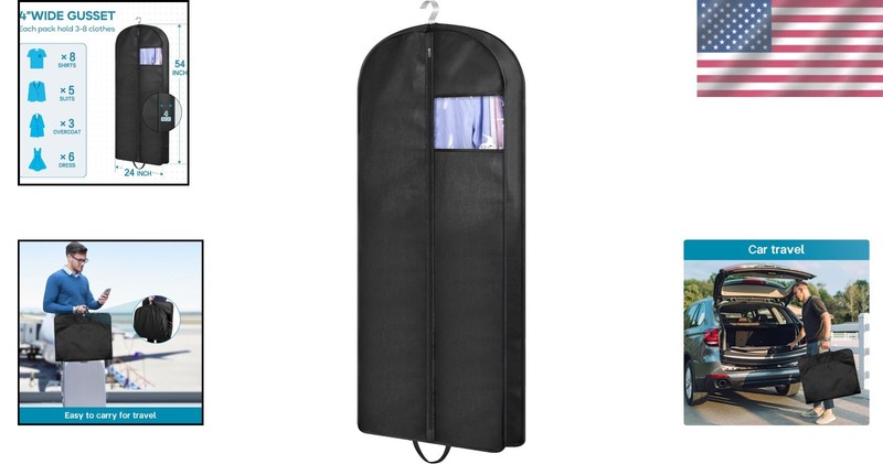 Foldable 54-Inch Garment Bag with Gussets - Effortless Travel & Closet Solution gallery