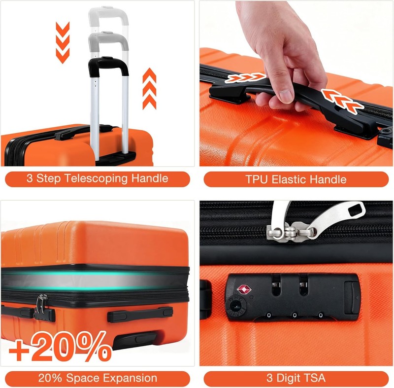 24" Expandable Hard Shell Carry On Luggage Hardside Suitcase with Spinner Wheels gallery