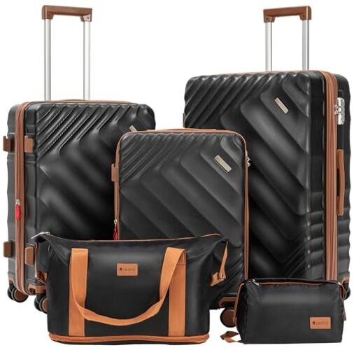 5 Piece Luggage Set—Explorable Hardside—20/24/28in—Black—Suitcases gallery