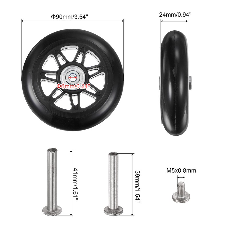 Replacement Luggage Wheels 90mm x 24mm Suitcase Wheel Repair Kits gallery