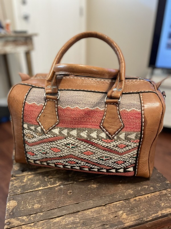 Duffle Weekender Bag Carryon Adjustable Strap 18x10x10 Western Faux Leather
