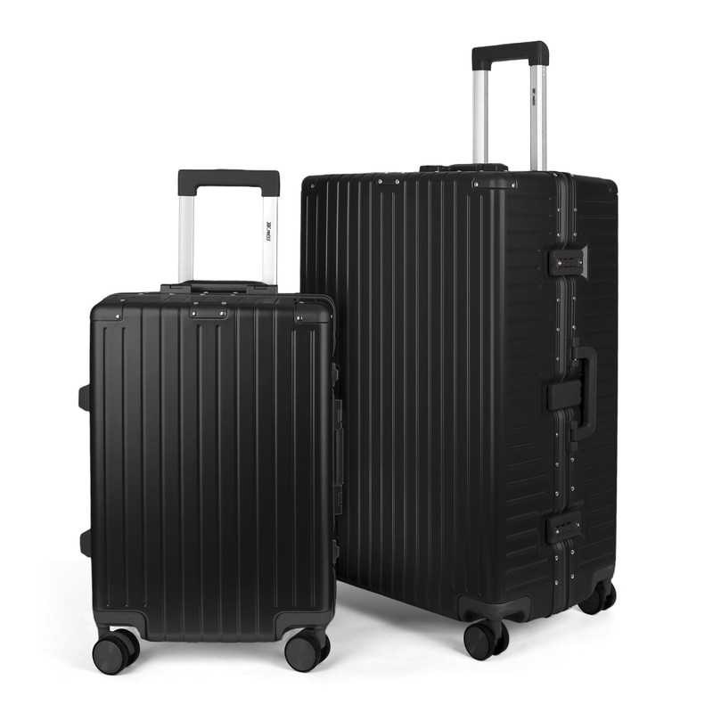 Zipperless Aluminum Frame Suitcase Luggage Sets For Men Women 2 Piece Suitcase