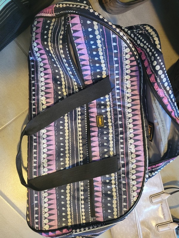 Lucas Abstract Pattern Duffle Bag Carry On Purple Black White