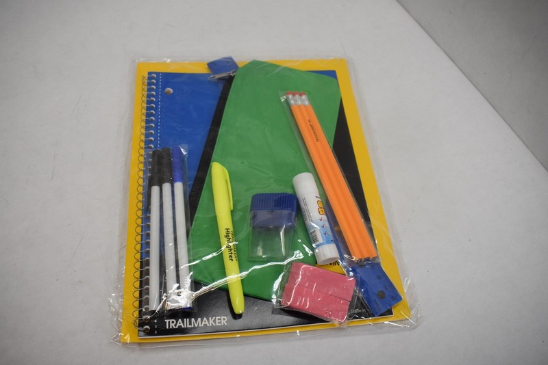 Trailmaker Backpack Gray School Bag With Supplies Set Pencils Pens Notebook Kit gallery