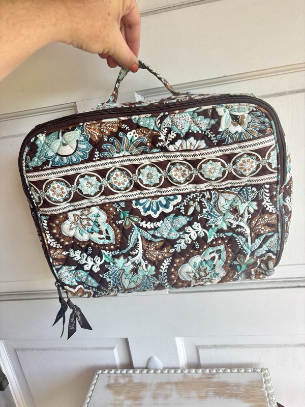 Vera Bradley Retired Java Blue Travel Organizer Cosmetic Toiletry Bag EUC gallery