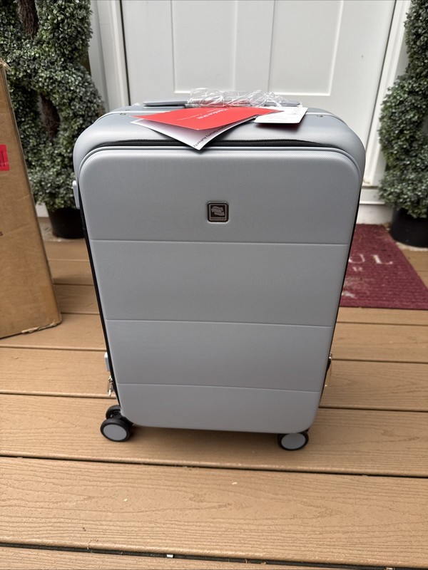 Hanke Front Opening Carry-on 20 Inch, Wide Handle Lightweight Spinner Gray New