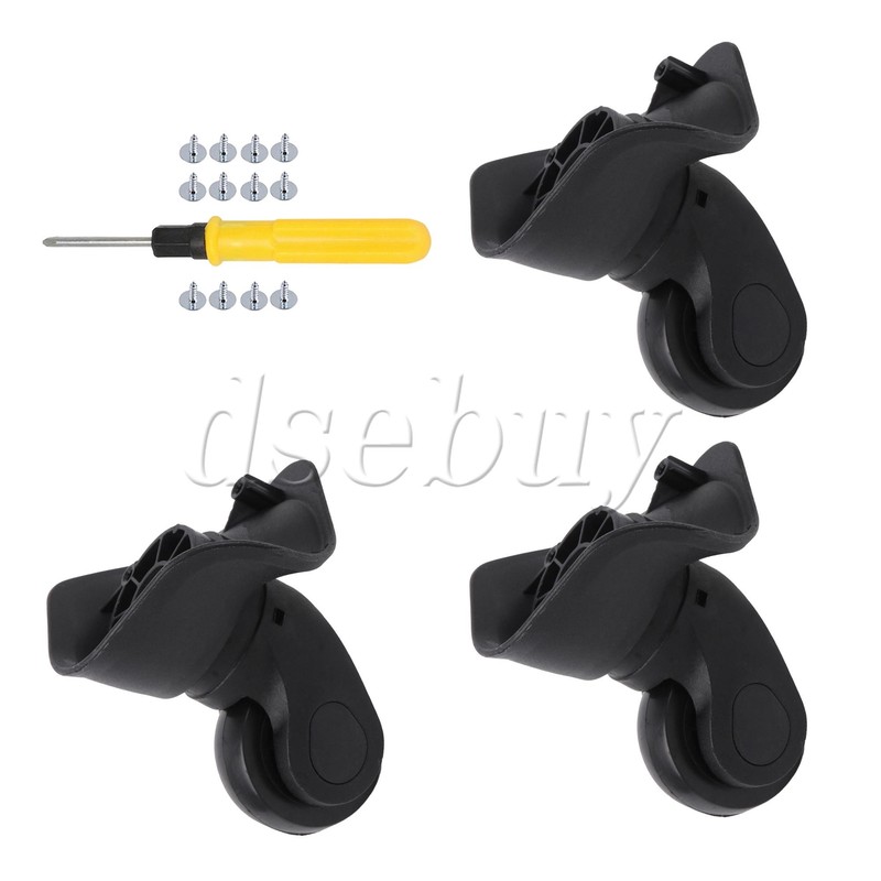 3 x Swivel Left Luggage Wheel Suitcase Replacement Repair Wheels W041-2 Black