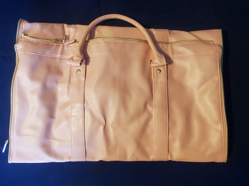 Carry On Garment Bag, Large Polyester Faux Leather Duffle Pink Bag Waterproof