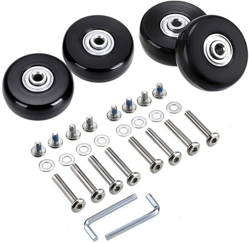 45Mm Luggage Replacement Wheels Set Of 4 With Axles Screws Washers And Tools
