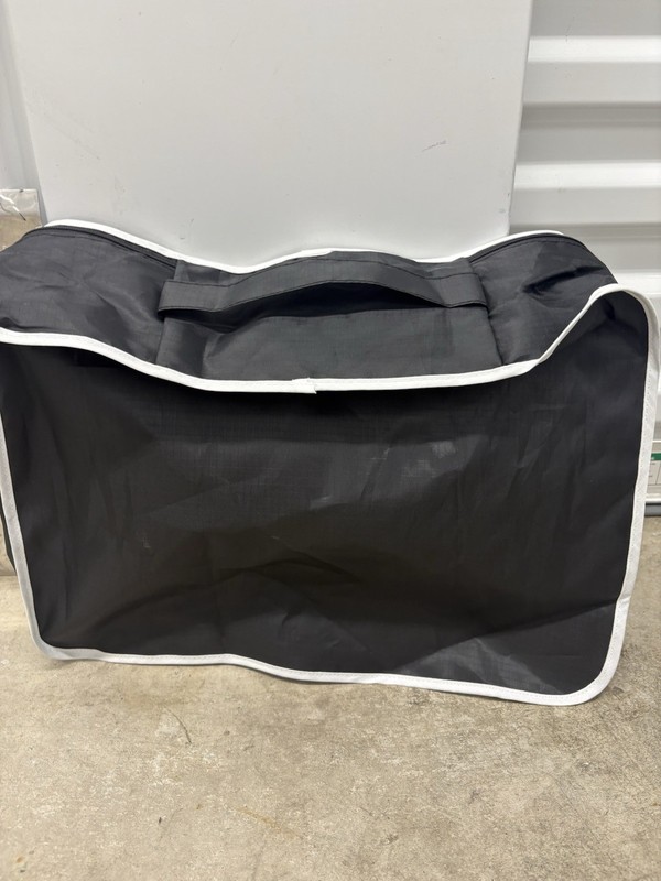 15" Black Nylon Mesh Panel Accessory Travel Bag White Piping Zipper Handle gallery