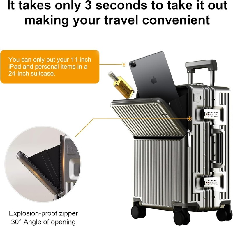Zipperless 24" Expandable Hardshell Carry-On Luggage with Spinner Wheels gallery
