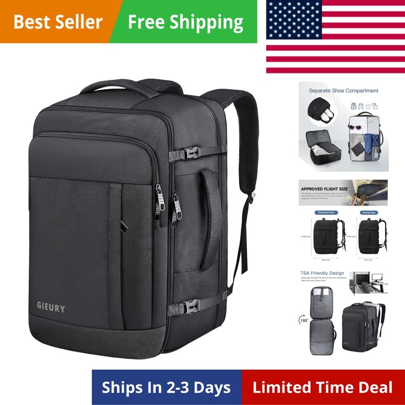 Carry On Backpack, 50L Travel Backpack, Luggage Backpack TSA Flight Approved …