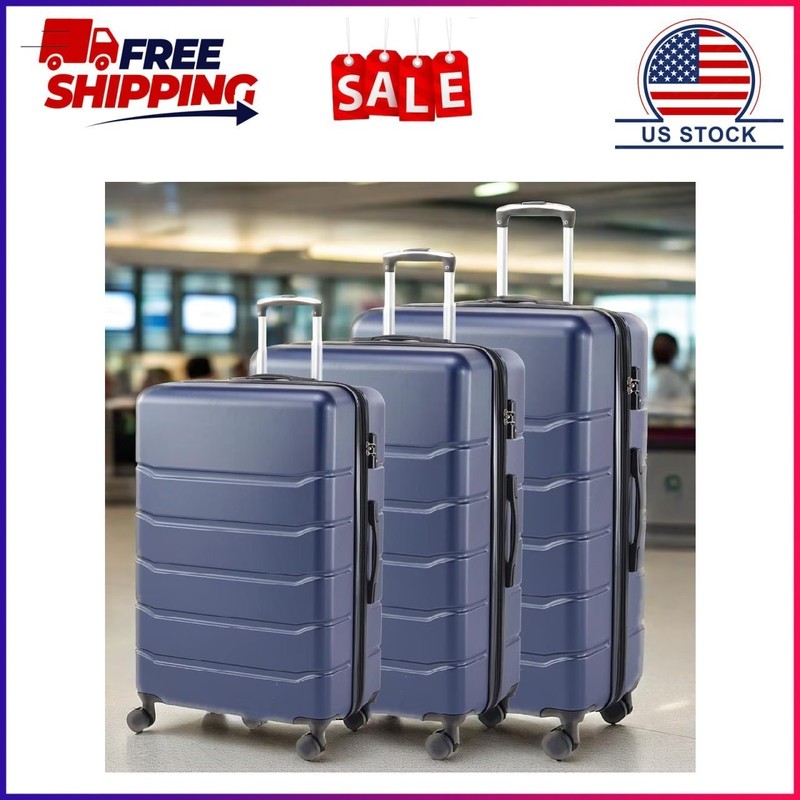GIANNA Set of 3 Hardside Luggage, Expandable Rolling Luggage with TSA Lock and S