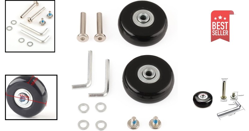 Durable Luggage Wheels Replacement Kit - Set of 2, 45mm for Easy Installation gallery