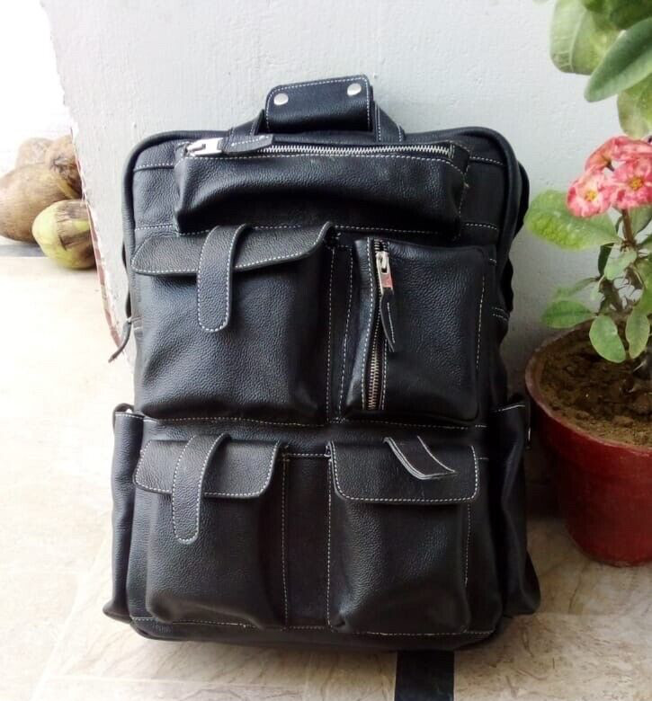Real Genuine Leather Backpack Cowhide Top Grain