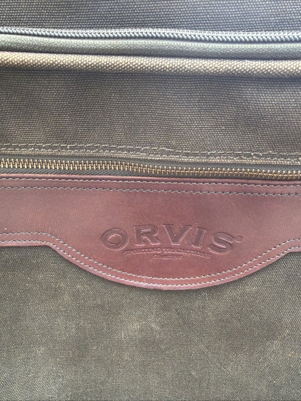 Orvis Battenkill Rolling Briefcase Business Class Bag Leather Green Canvas 16x14 gallery