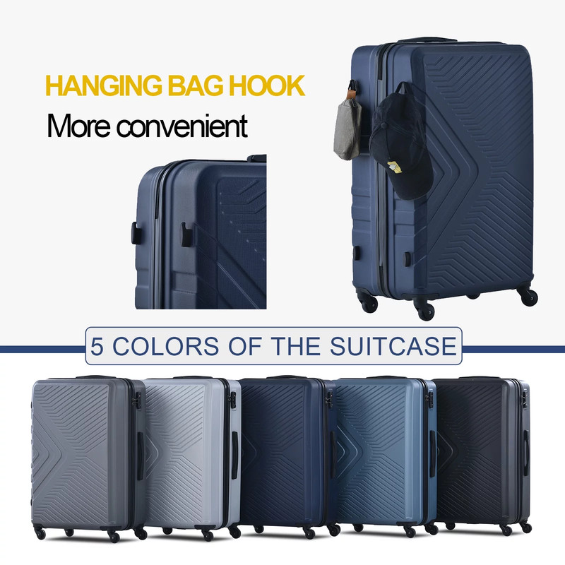 3 Piece Hardshell Luggage Set Hardside Lightweight Suitcase with TSA Lock Spi...