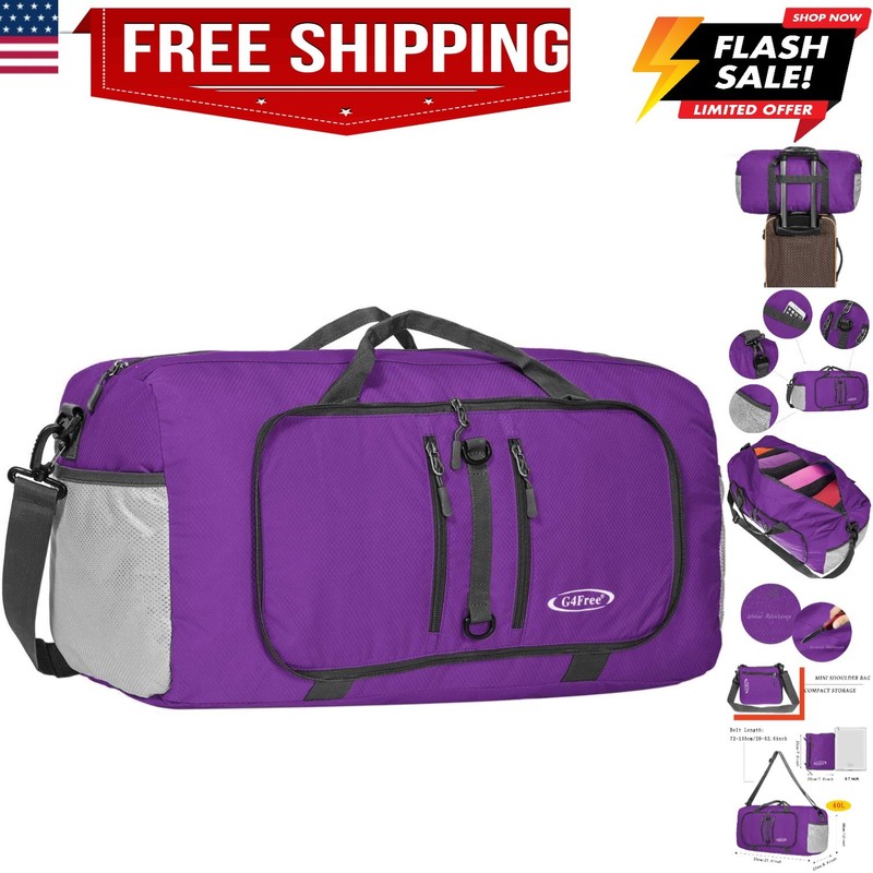 40L/65L Foldable Duffel Bag, Water-Repellent Travel Backpack, Lightweight Car…