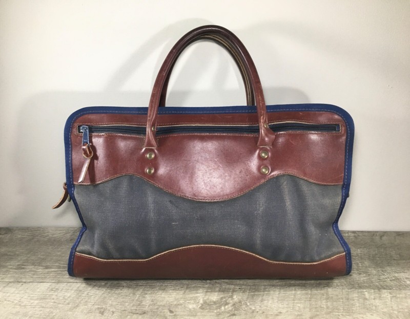 Wilderness Pride Battenkill Leather Travel Messenger Attache Top Handle Bag Vtg gallery