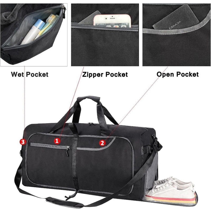 115L Extra Large Foldable Duffle Bag Waterproof Travel Bag with Wet Pocket gallery