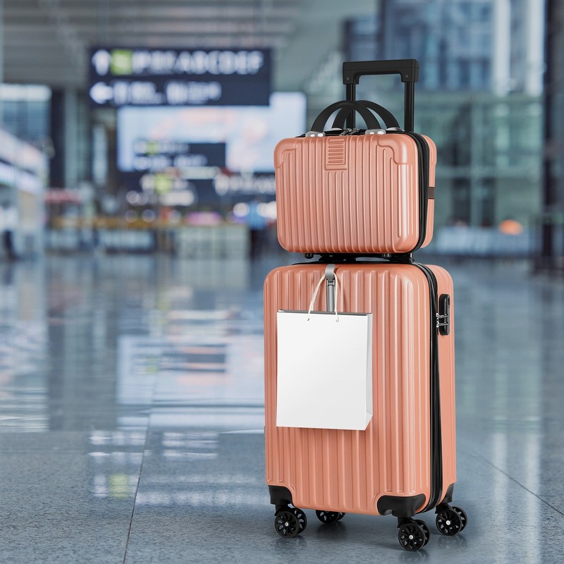 Carry On Luggage Travel Hardside Trolley Suitcase Set 20″+14″ Airline Approved