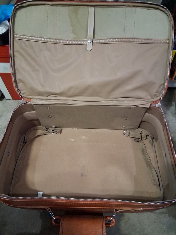 Brown Leather Hard Case Suitcase Solid Zip-Around Closure Unisex Adult gallery