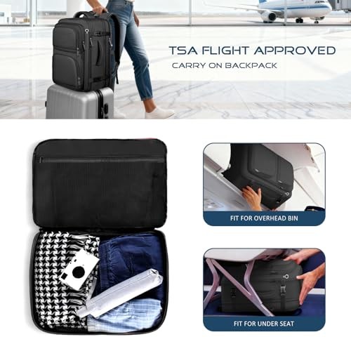 Travel Backpack, Expandable Carry on Backpack for Men, TSA 17.3 inch Black gallery
