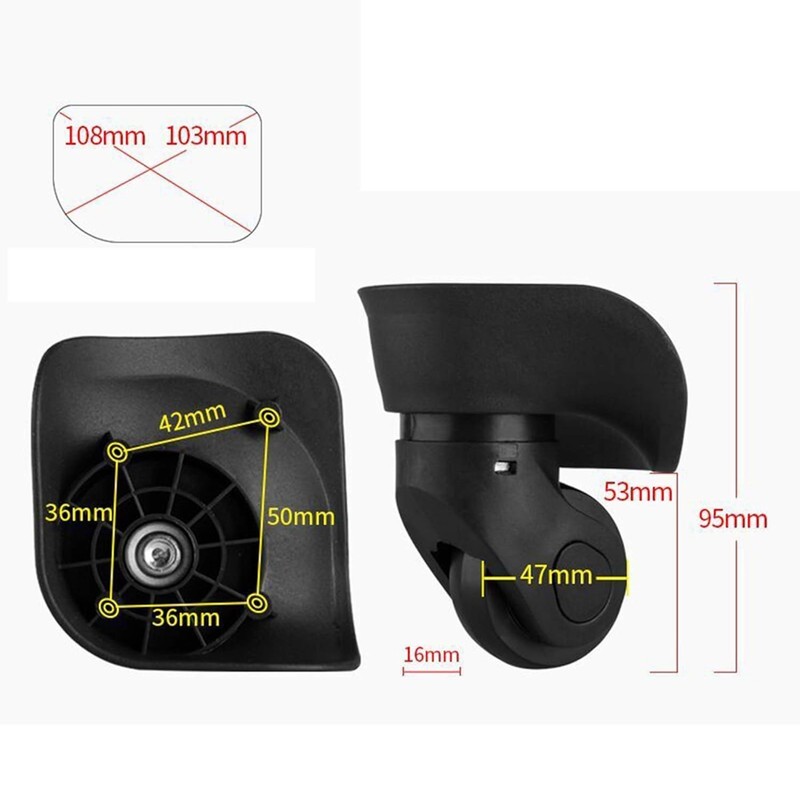 Luggage Wheels Replacement Black Plastic Left & Right Swivel Luggage Suitcase... gallery