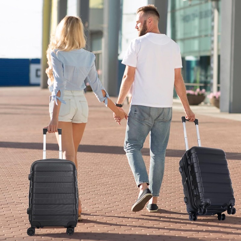 High Quality 22" Carry-On Suitcase Luggage with Spinner Wheels Expandable Black gallery