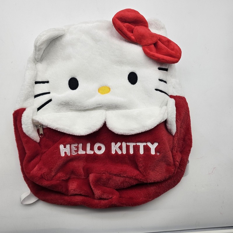 Sanrio Hello Kitty Red 18″ Plush Backpack Girls Soft Character School Bookbag