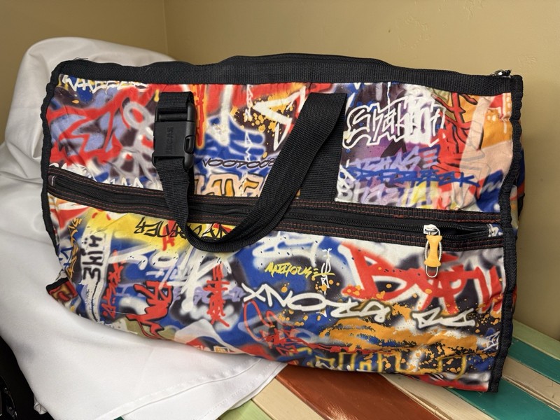 Lucas Multicolor Abstract Graffiti Large Duffle Bag Adjustable Straps Zippered gallery