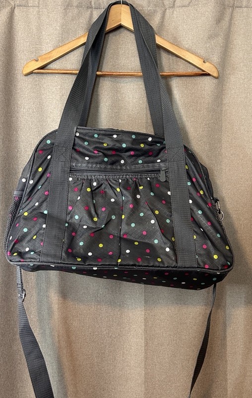 Thirty One All in Tote Confetti Polka Dot Grey Carry On Weekend Gym Bag
