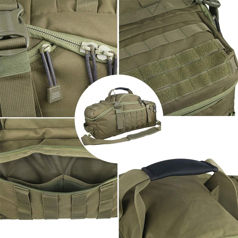 Tactical 80L Travel Duffle Backpack for Men - Weekender Gym Overnight Green gallery