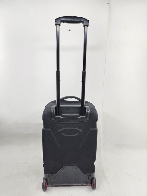 Oakley Black Red Logo Long Weekend Carry On Roller Suitcase 22in Tall Bag gallery