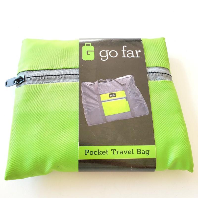 Go Far Compact Foldable Pocket Travel Bag for Business and Personal Travel Green