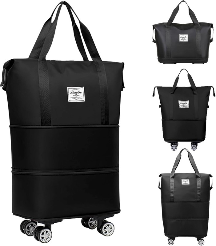 28-58L Large Expandable Rolling Duffle Bag w/ Detachable Wheels Carry On Luggage