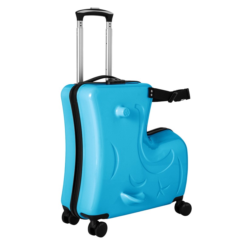 20 '' Ride-on Suitcase Multi-functional Cute Draw-bar Box for Kids Travel Blue gallery