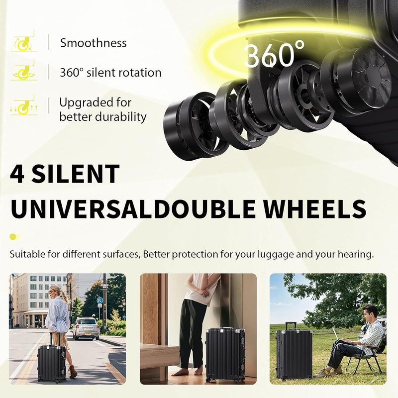 Carry on Luggage 20 Inch Aluminum Frame Luggage with Spinner Wheels Hardshell No gallery