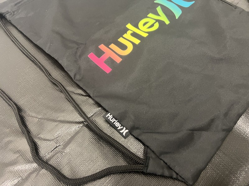 HURLEY Backpack Back Pack Drawstring Bag Cinch Sack Black Rainbow Color Logo NEW gallery