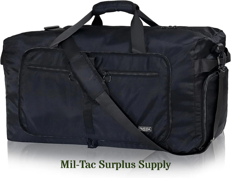 FMEIDA Foldable Weekend Duffle Bag w/Shoe Compartment, 65L Black