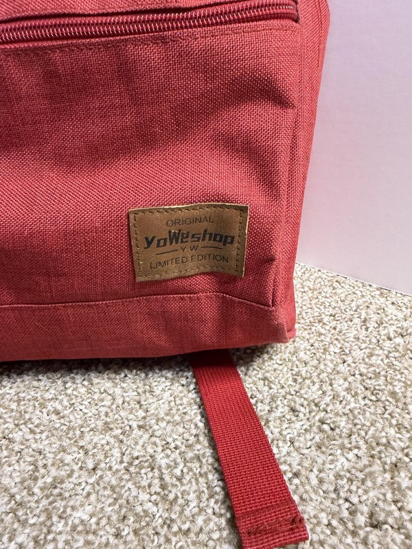 YoWeshop Red Canvas Backpack Daypack Water Bottle Pockets Travel Bag Unisex gallery