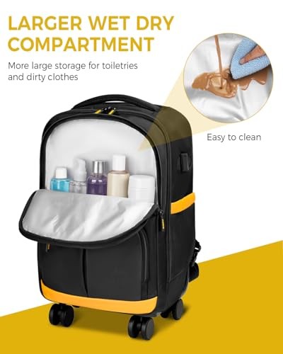 Rolling Backpack with 4 Spinner Wheels, 17 Inch Roller Backpack with USB gallery