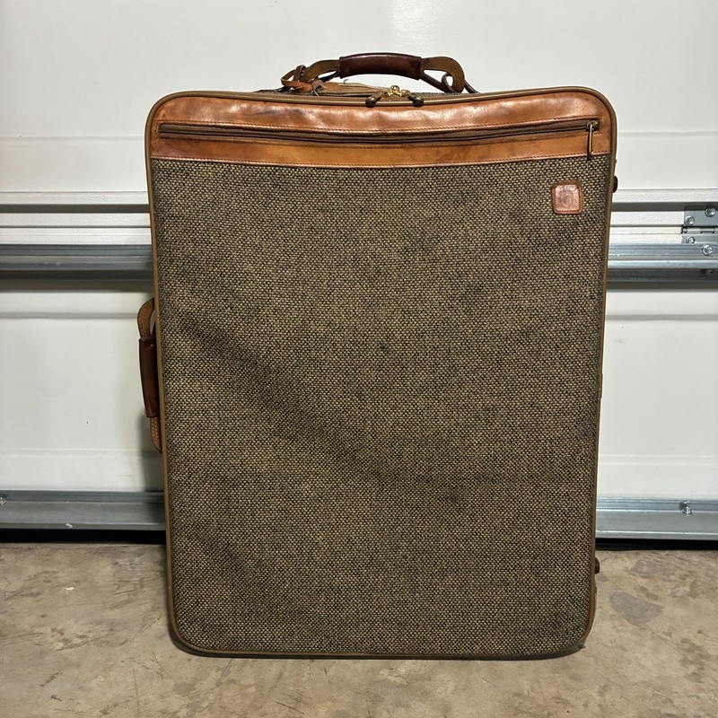 Vintage Hartmann Tweed & Leather Expandable Rolling Wheeled Luggage