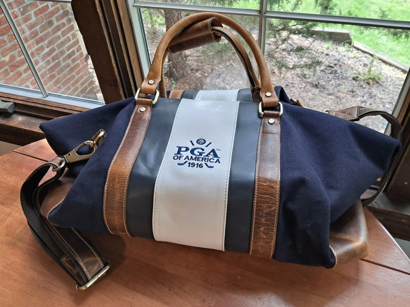 FH Wadsworth Canvas Leather Trim Weekender Duffel Bag PGA OF AMERICA