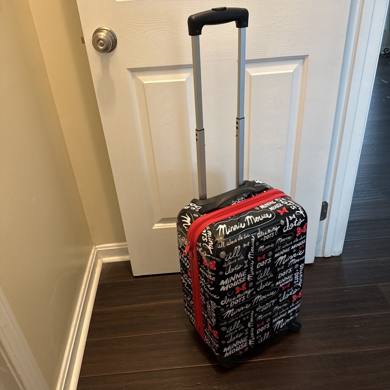 Disney Minnie Mouse Spinner Hardcase Rolling Suitcase Black Red White Polka Dot