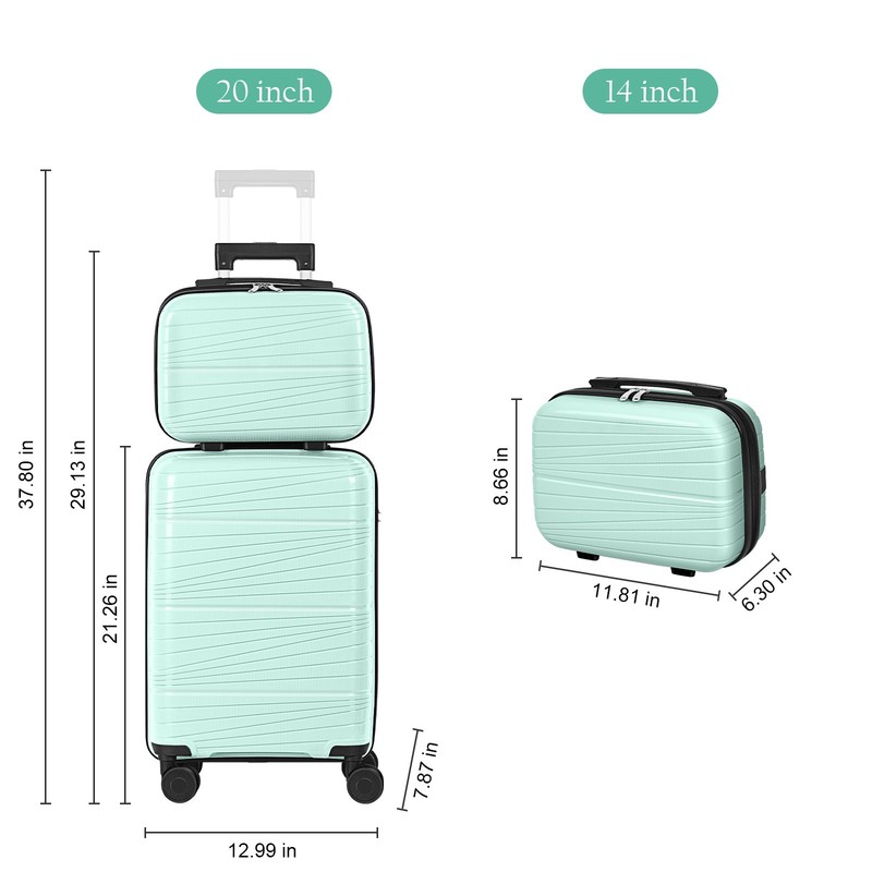 Airline Approved 20inch Carry On Luggage with Lock, Spinner Wheels + 14inch Case gallery